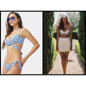 💕FRANKIE'S BIKINIS💕 Falcon Bikini TOP ~ Monarch Butterfly Print Large L NWT
